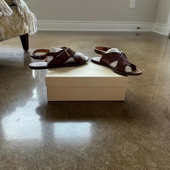 Sezane Judith Brown Leather Sandals - Picture 2 of 4